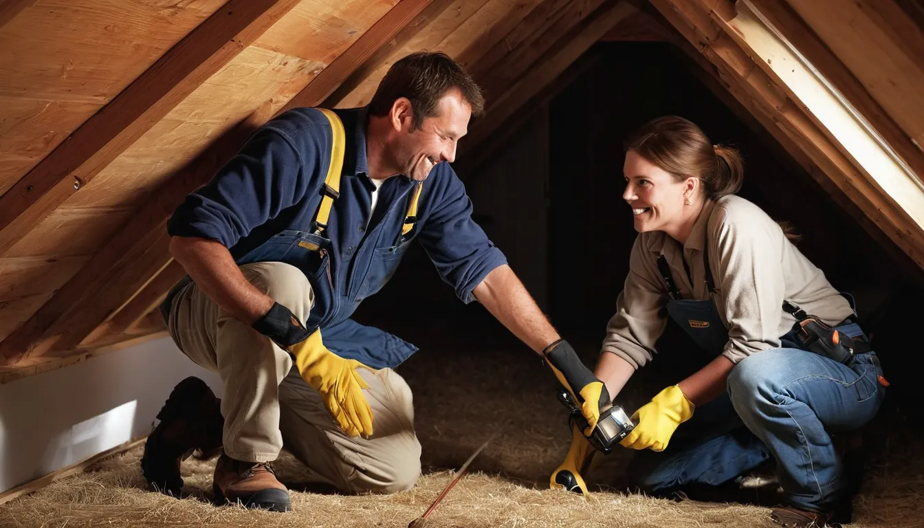 A friendly provider inspecting an attic with a flashlight in a Bainbridge Island home